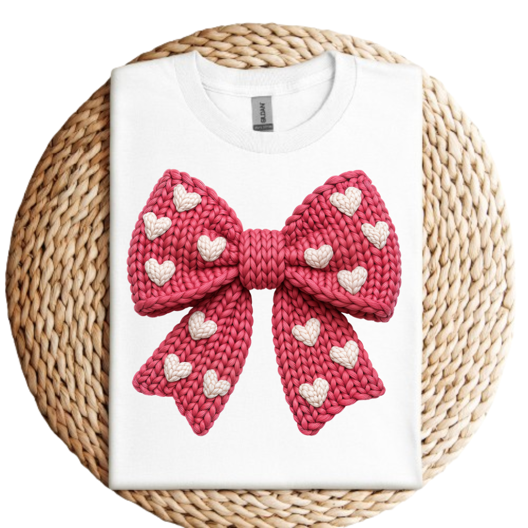 Knit Sweetheart Bow Valentines Day Tee