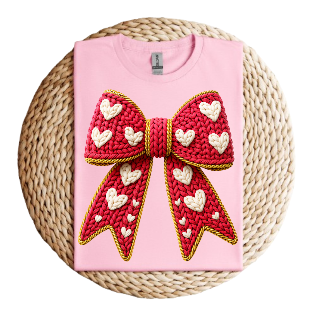 Knit Sweetheart Bow Valentines Day Tee