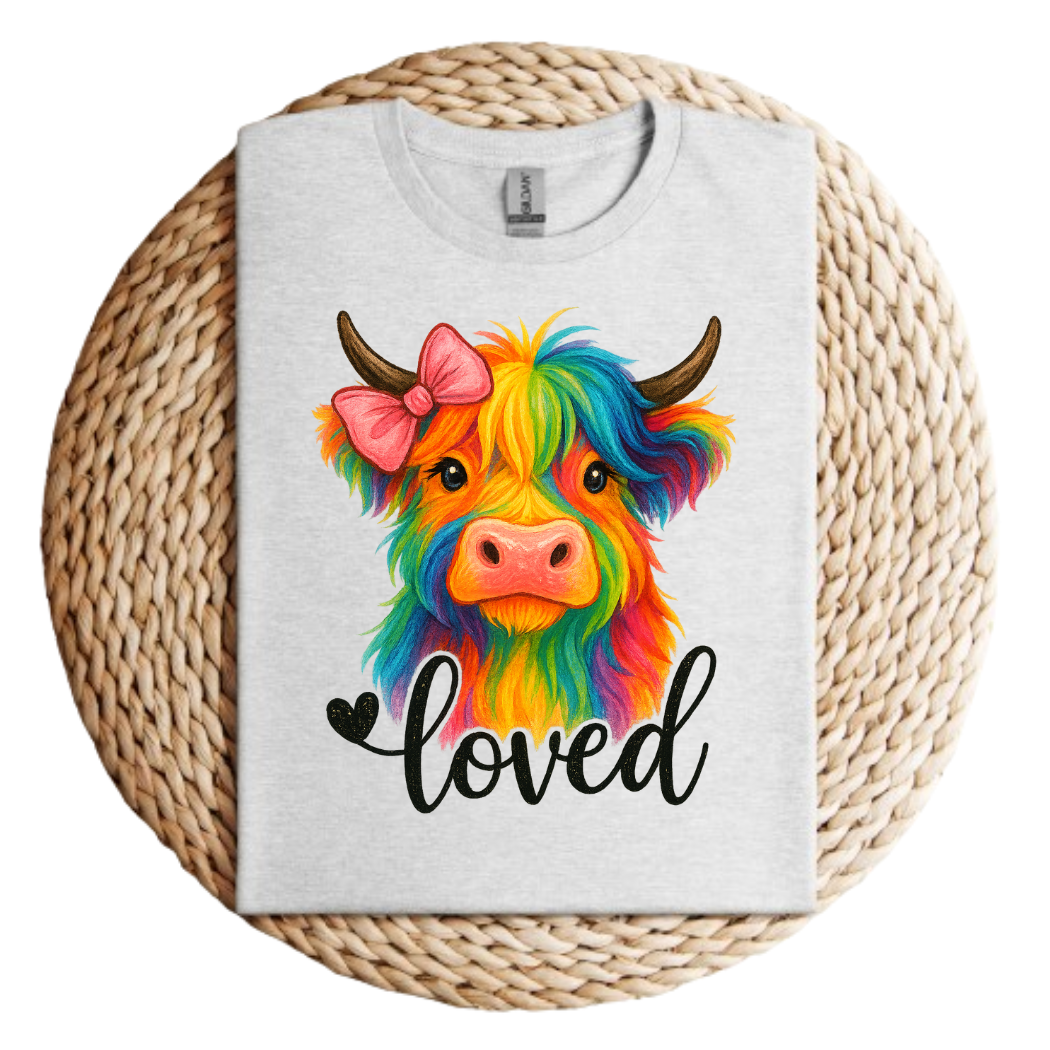 Loved Highland Cow Valentines Day Tee