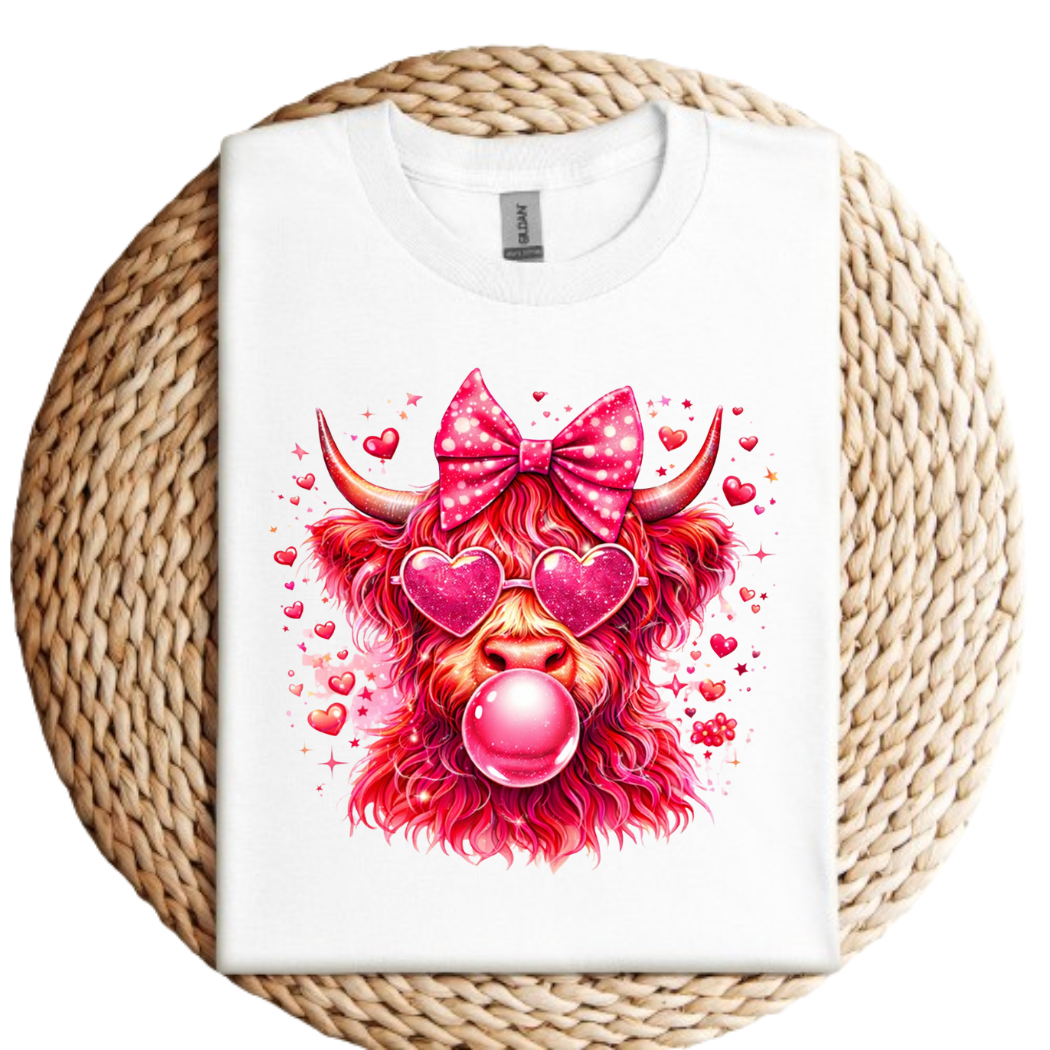 Highland Cow Valentines Day Tee