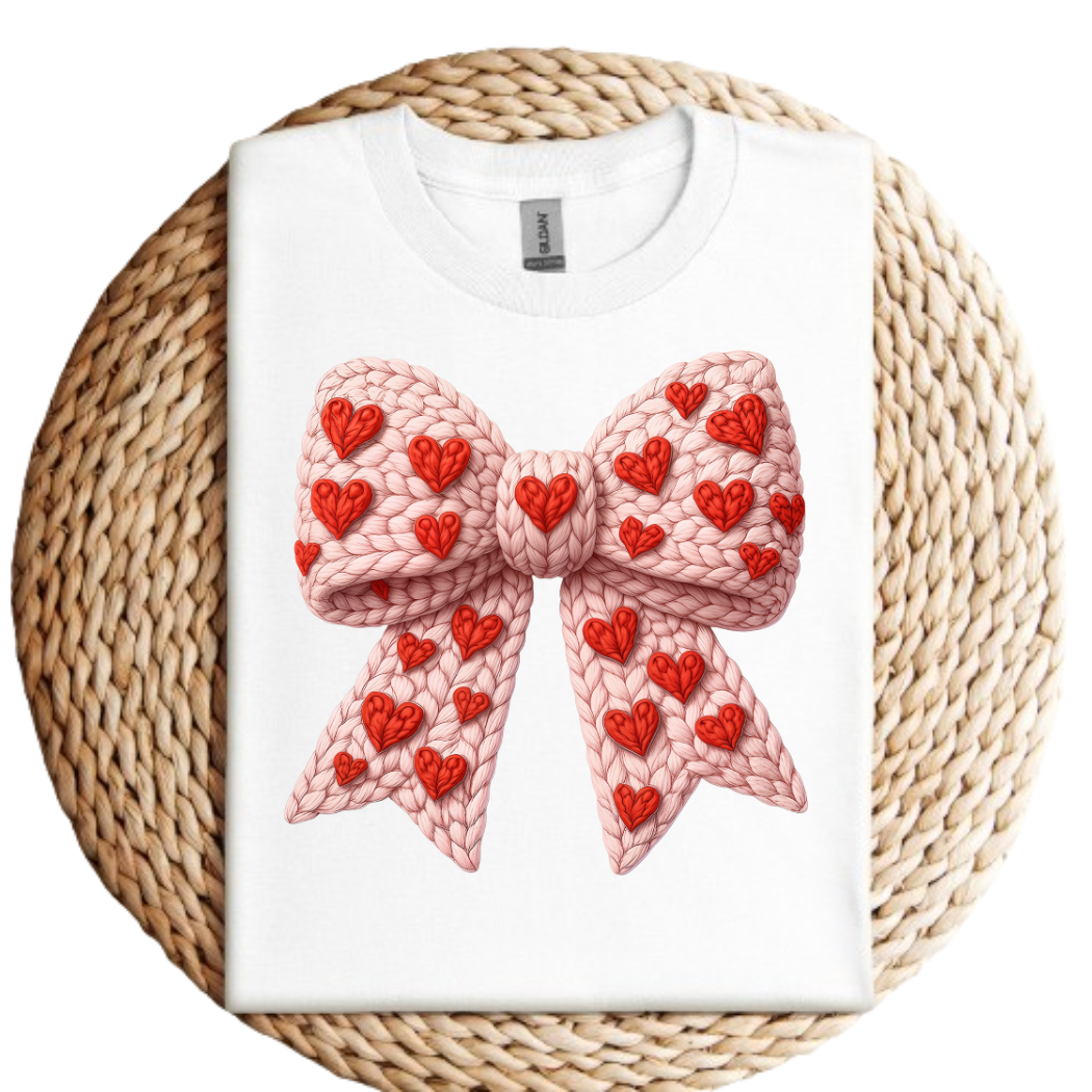Knit Sweetheart Bow Valentines Day Tee
