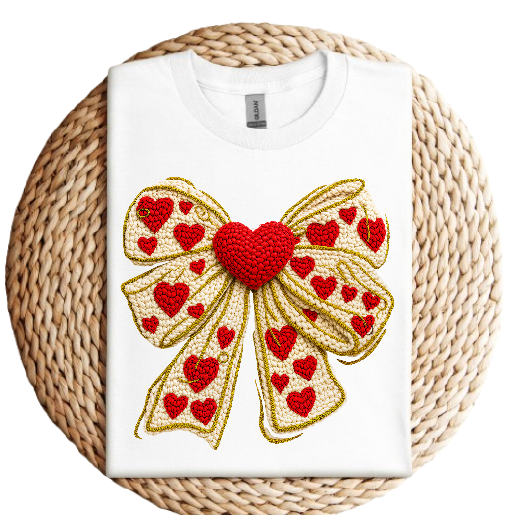 Knit Sweetheart Bow Valentines Day Tee